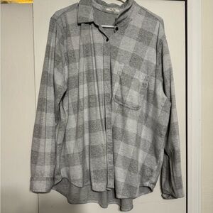 Maurices Gray Plaid Button-Up Top